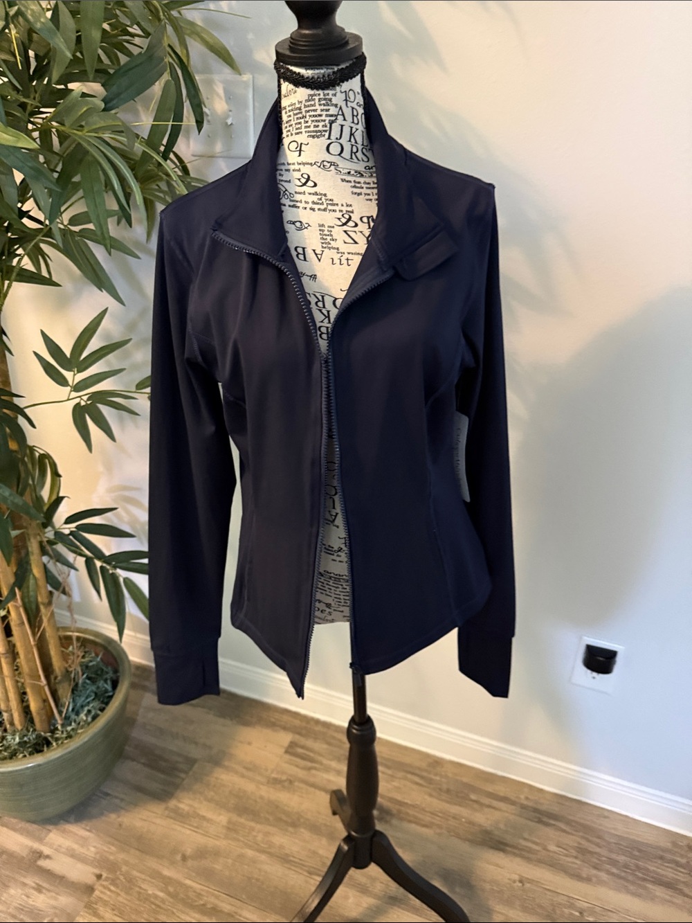 Catherine Malandrino Navy Zip-Front Bomber Jacket